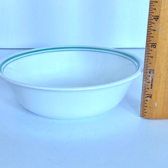 Corelle Vitrelle Bowl 6.25in White With Blue Green Rings Break Chip Resistant - Picture 6 of 7